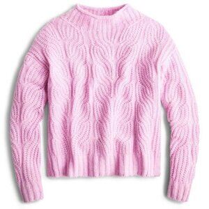NWT J. Crew Size L Alpaca Blend Pointelle Cable Knit Sweater #AF007